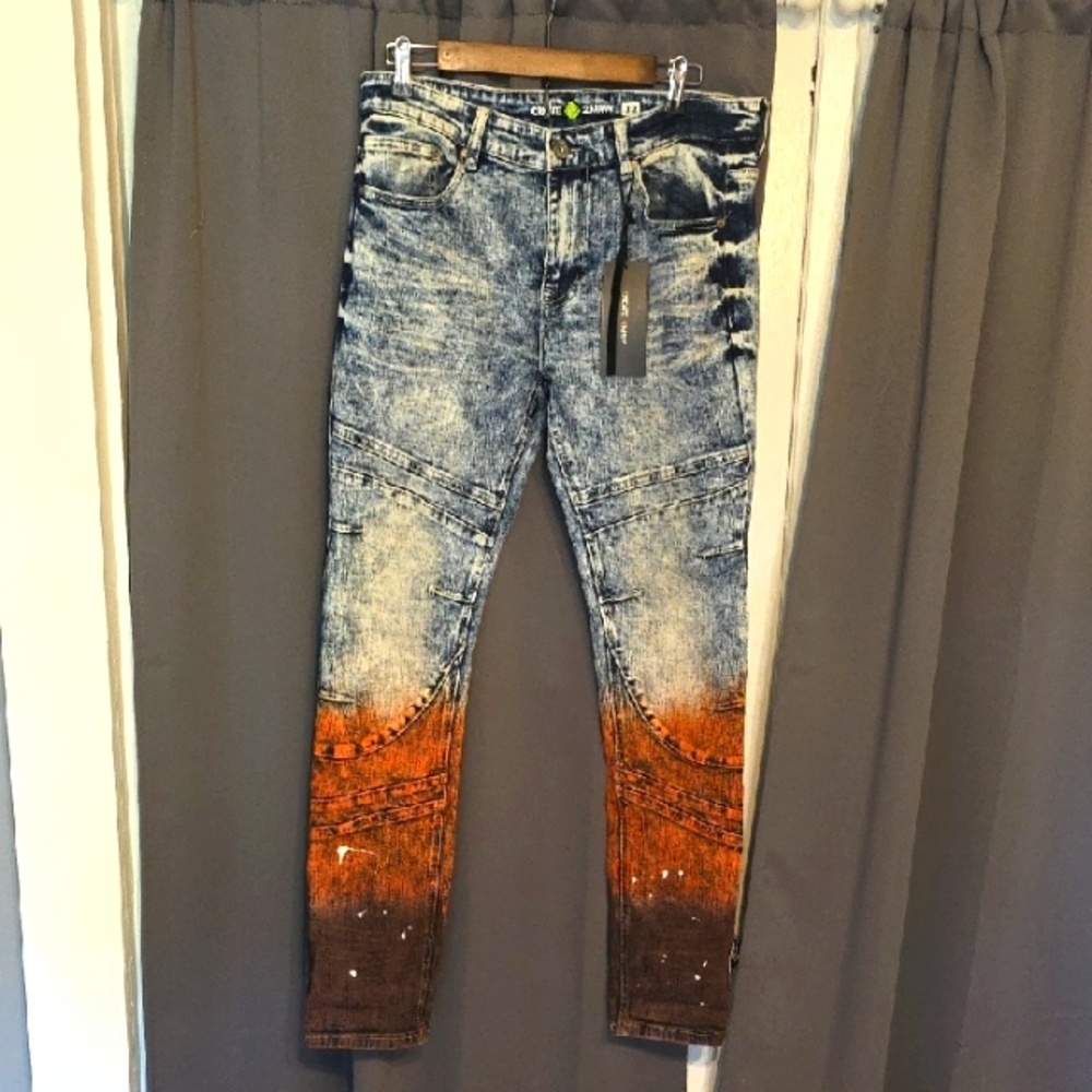 NWT Create 2MRW Slim Taper Stretch Men's Distressed Jeans Streetwear Sz 32x32